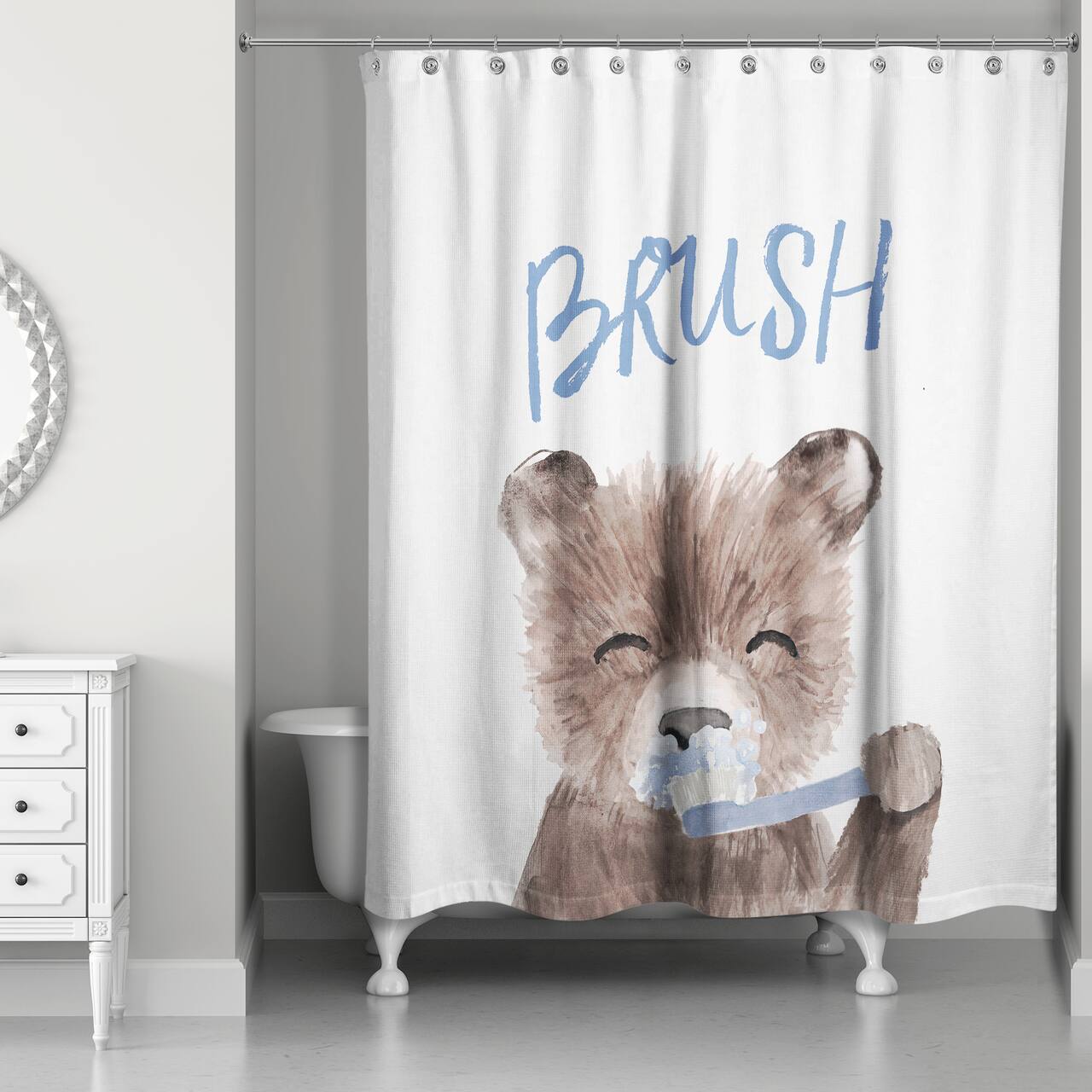 Bear Brushing Teeth 71" x 74" Shower Curtain